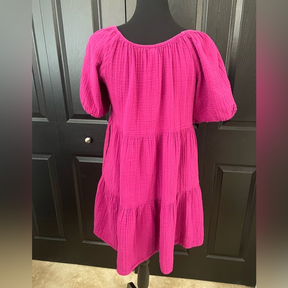 Old navy gauze mini swing dress - pink - size Medium. - Picture 2 of 3